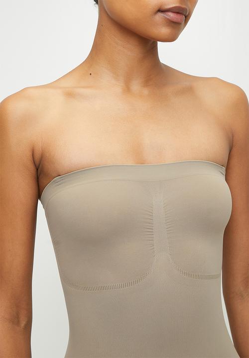 Easy Curves Shapewear - Boob tube brief bodysuit detachable straps - neutral