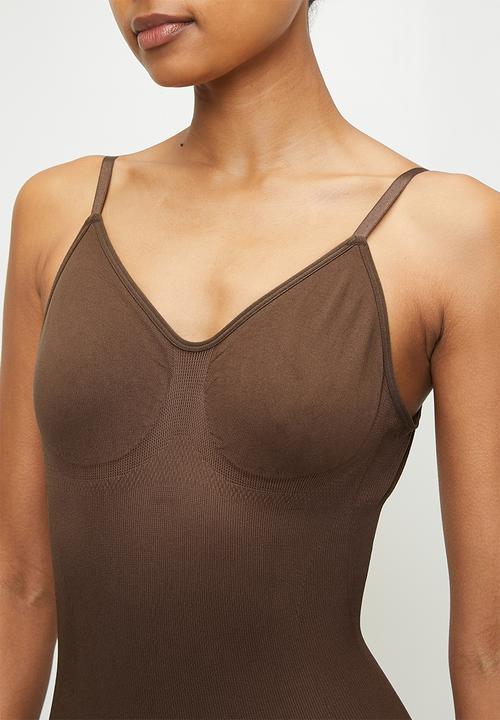 Easy Curves Shapewear - Backless mid thigh bodysuit - brown