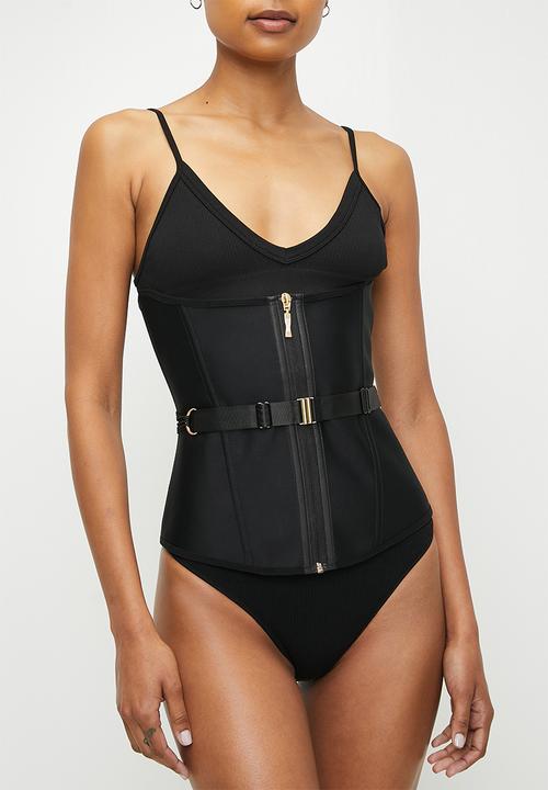 Zip thru corset shaper - black