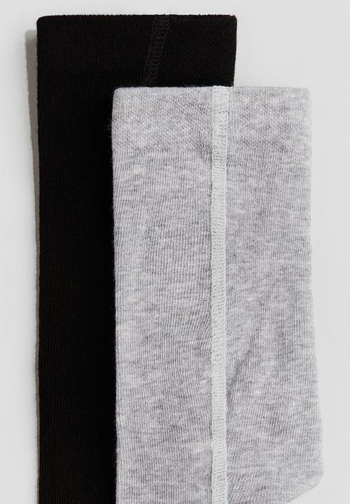 H&M - 2 Pack tights -  light grey marl & black 