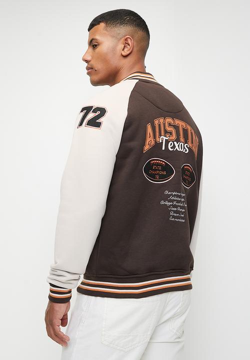 Brave Soul - College Bomber Jacket- Bitter Chocolate