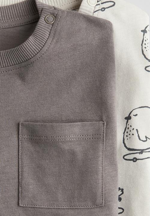 H&M - 2 Pack cotton jersey tops - grey/birds 