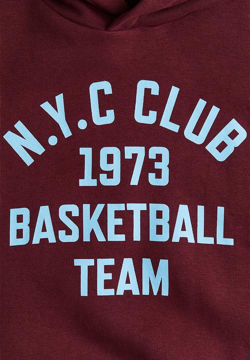 H&M - Printed hoodie - dark red/nyc club