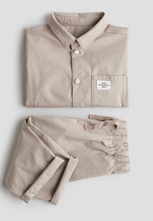 H&M - 2 Piece shirt and trousers set - light beige 