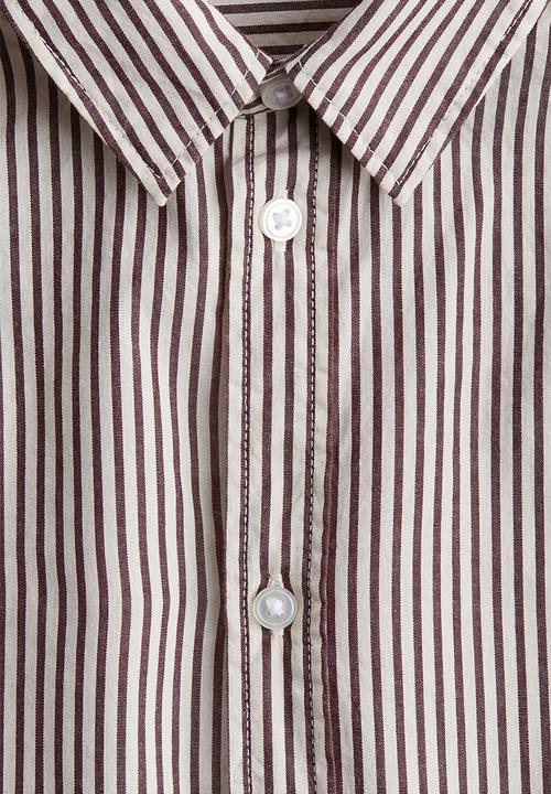 H&M - Cotton shirt - brown/white striped