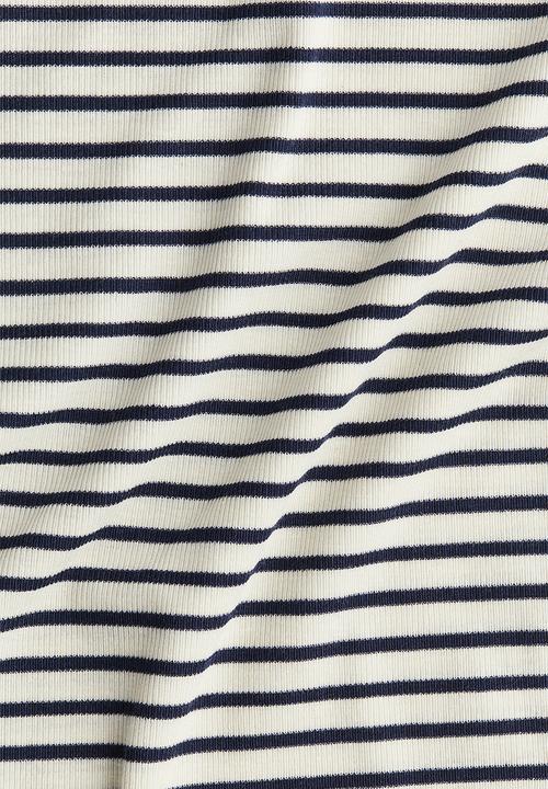 H&M - Ribbed jersey top - cream & navy blue striped 