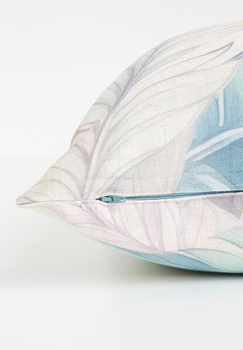 Sixth Floor - Leafy printed cushion cover - Blue