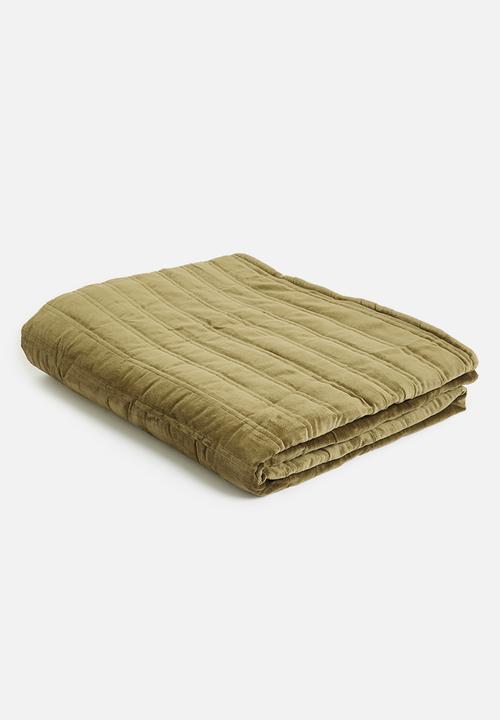 Sixth Floor - Velvet Embroidered Quilt - khaki