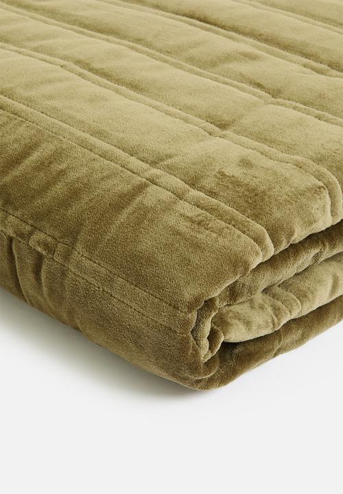 Sixth Floor - Velvet Embroidered Quilt - khaki