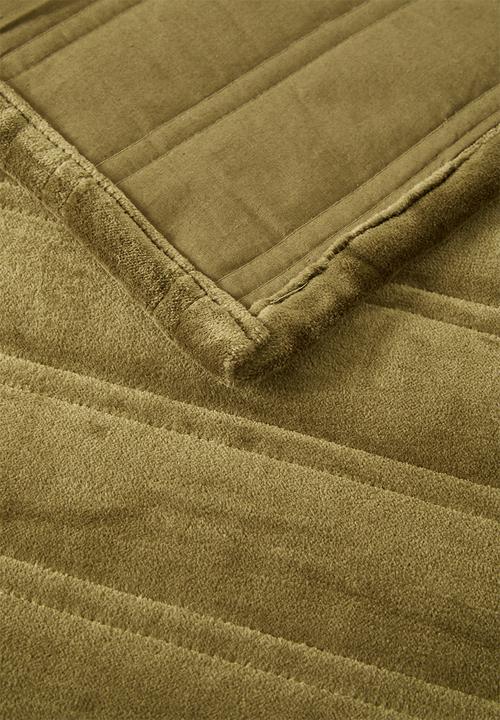 Sixth Floor - Velvet Embroidered Quilt - khaki