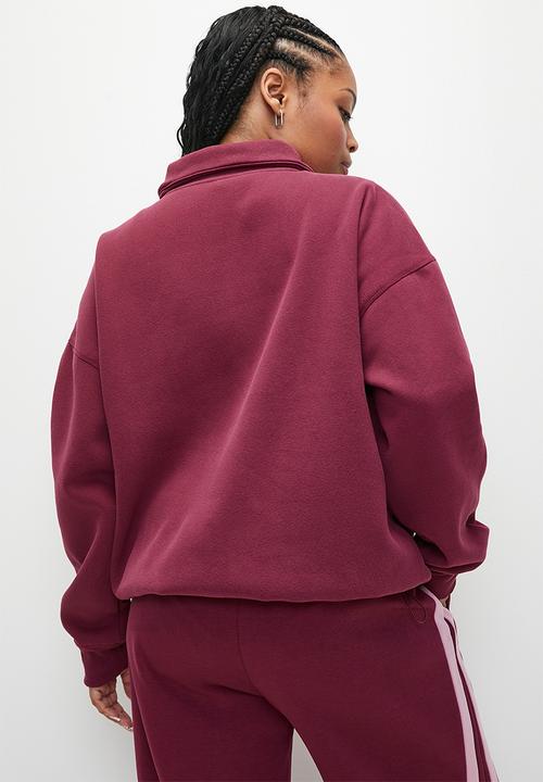 Cotton On - Plus Plush Essential Half Zip Jumper - Sangria
