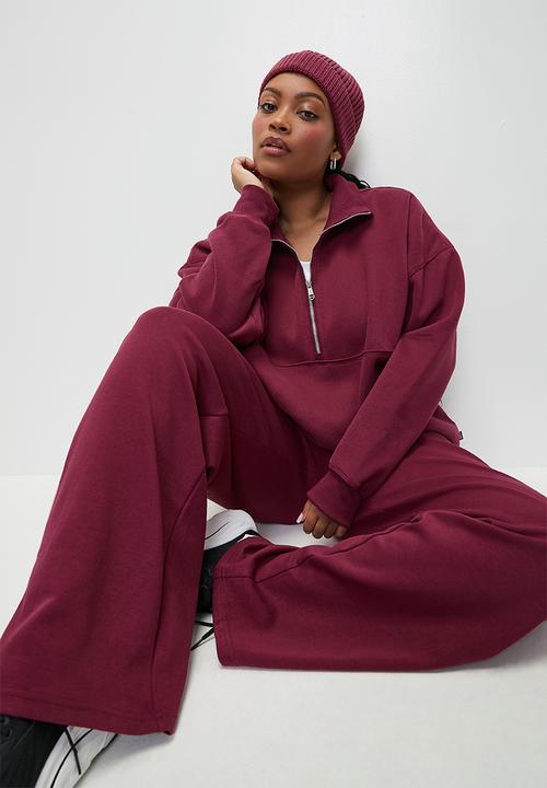 Cotton On - Plus Plush Essential Half Zip Jumper - Sangria