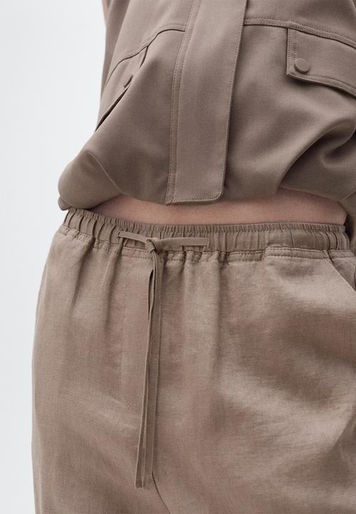 MANGO - Trousers Linen - Medium Brown
