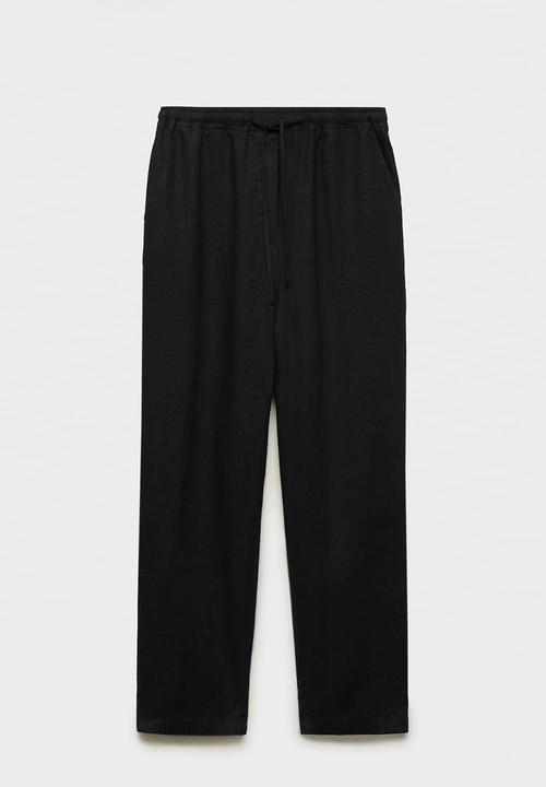 MANGO - Trousers Linen - Black