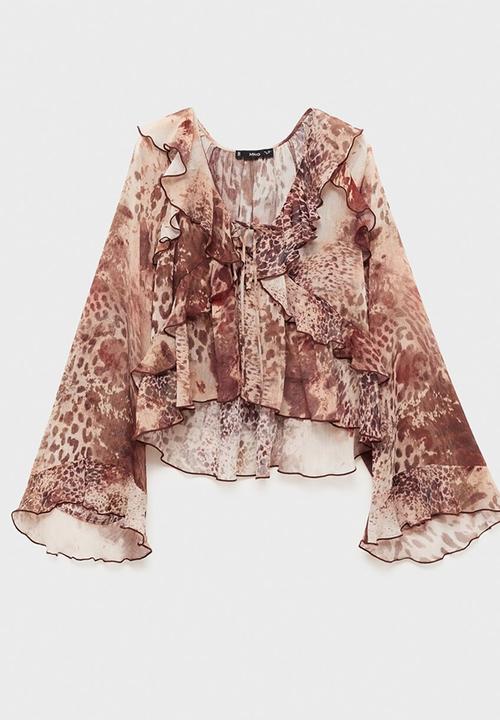 MANGO - Blouse Butcher - Brown
