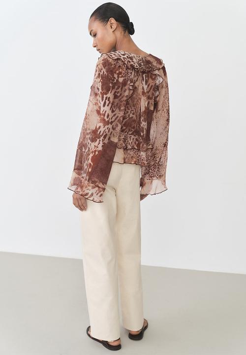MANGO - Blouse Butcher - Brown