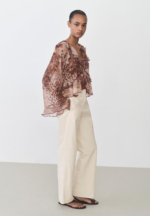 MANGO - Blouse Butcher - Brown