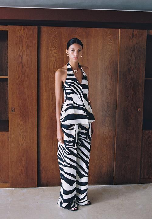 MANGO - Trousers Zebra - Light Beige
