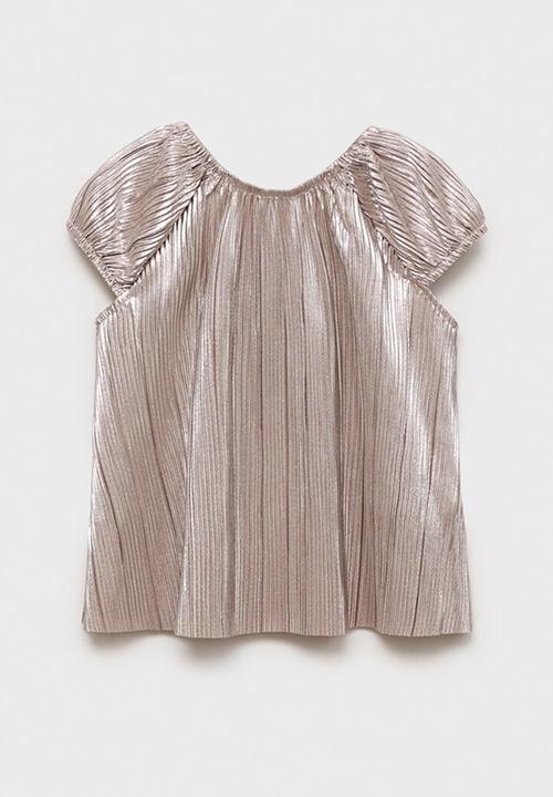 MANGO - T-shirt blanca - silver