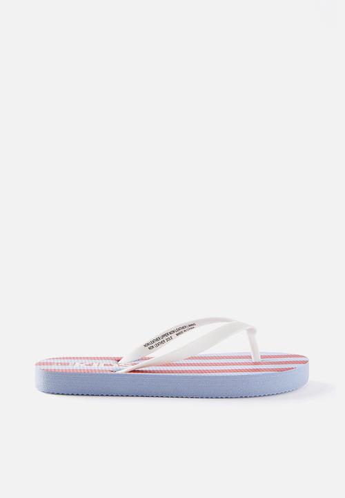 Cotton On - Printed Flip Flop - Dawn Blue/Varisty Red Block Stripe