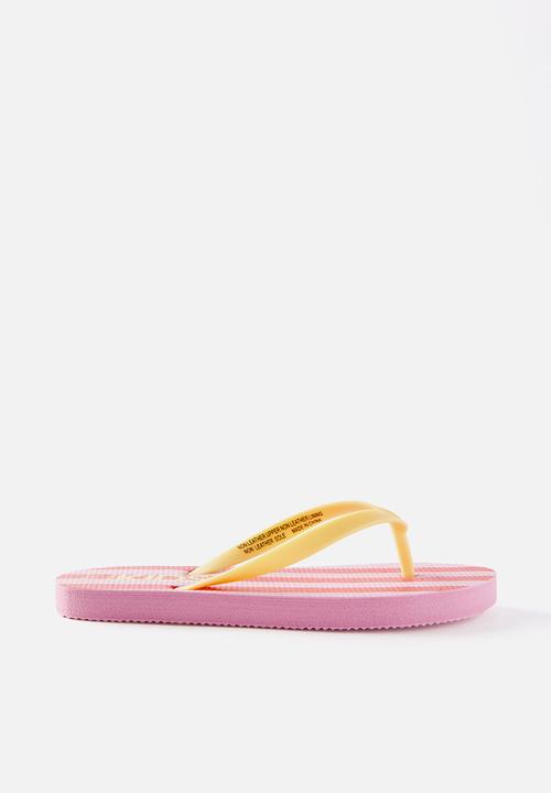 Cotton On - Printed Flip Flop - Marshmellow/Varsity Red Block Stripe