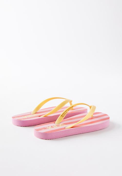 Cotton On - Printed Flip Flop - Marshmellow/Varsity Red Block Stripe