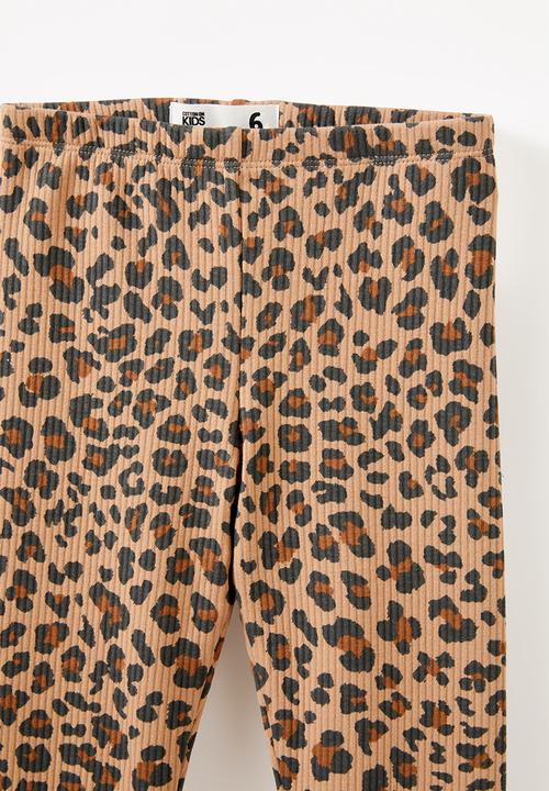 Cotton On - Fleece legging - taupy brown/leopard