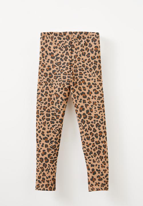 Cotton On - Fleece legging - taupy brown/leopard
