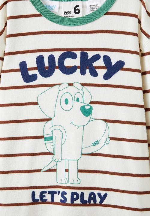 Cotton On - Chuck long sleeve pyjama set licensed - lcn blu dark vanilla/chestnut stripe lucky