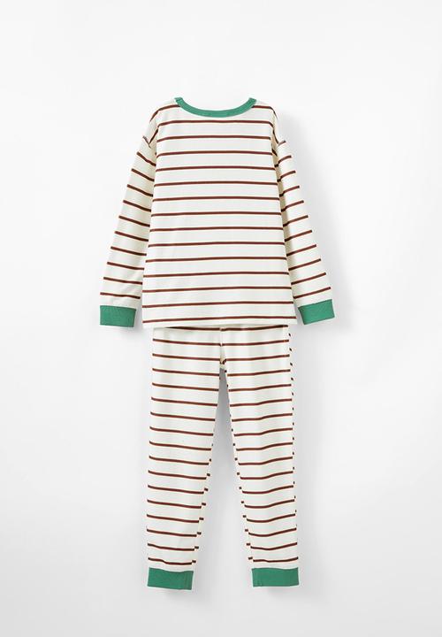 Cotton On - Chuck long sleeve pyjama set licensed - lcn blu dark vanilla/chestnut stripe lucky