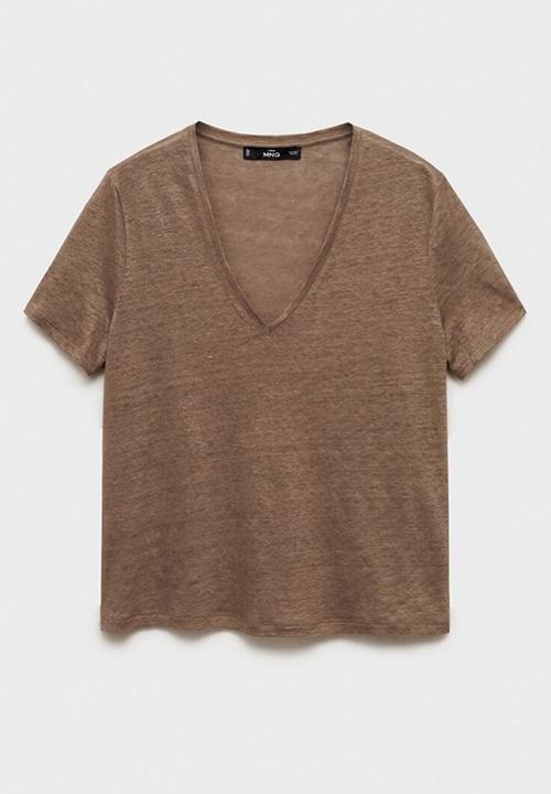 MANGO - T-Shirt Linito - Light/Pastel Brown