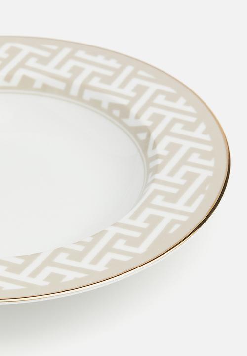 H&M - Deep porcelain plate - light beige patterned