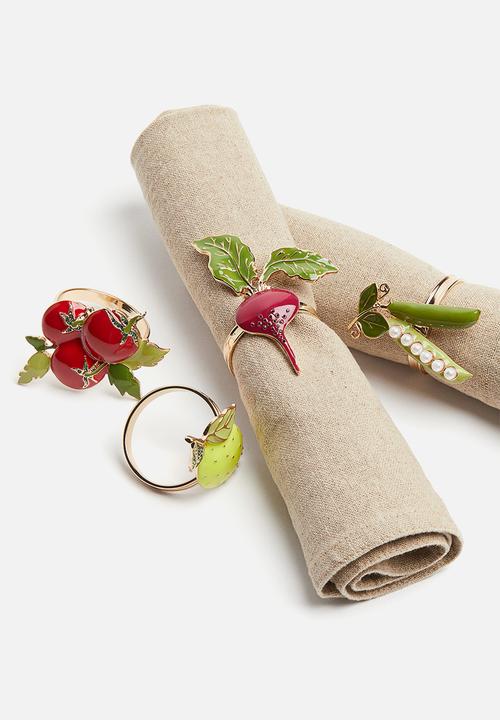 H&M - 4-Pack metal napkin rings - gold-coloured radish