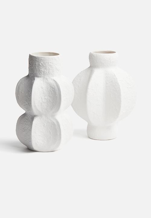 H&M - Textured stoneware vase - white