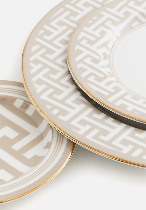 H&M - Porcelain plate - light beige patterned