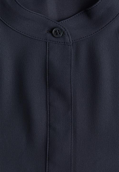 H&M - Band-collar blouse - navy blue