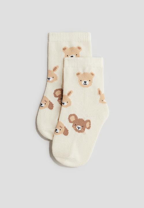 H&M - 4-Pack socks - beige animals