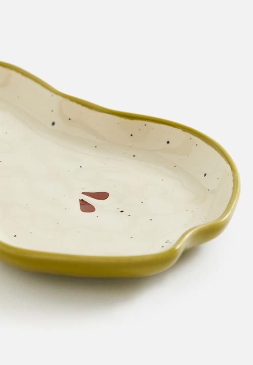 H&M - Stoneware plate - light beige pear