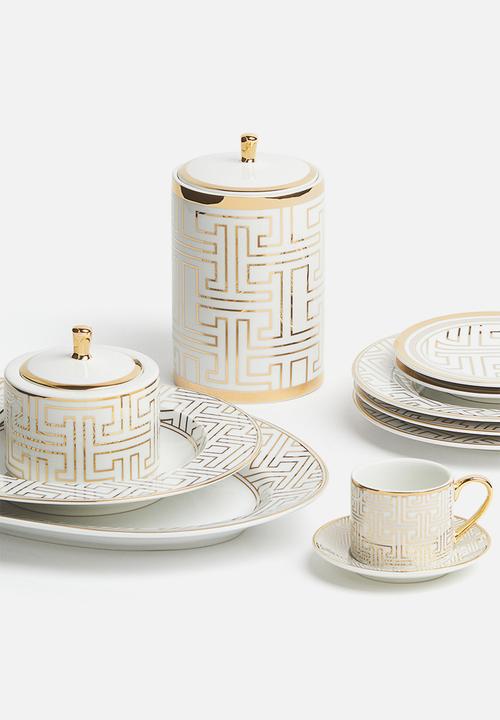 H&M - Espresso cup and saucer - white gold-coloured