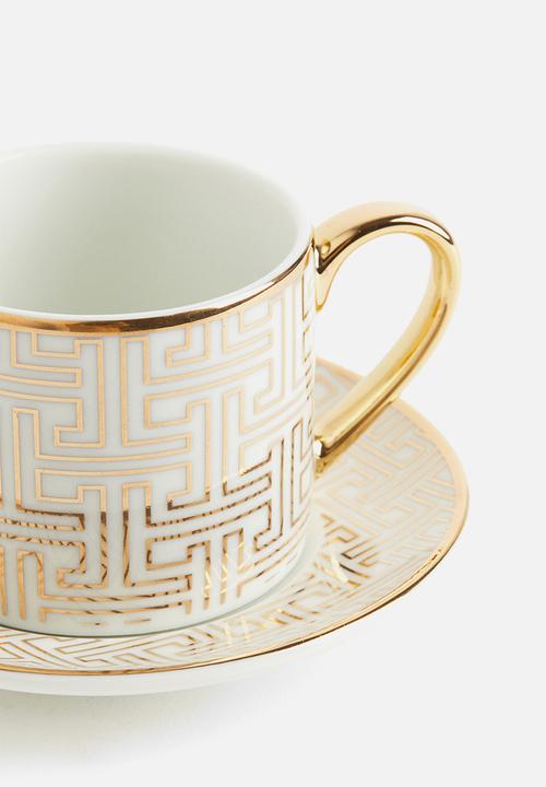 H&M - Espresso cup and saucer - white gold-coloured