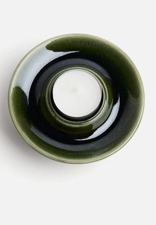 H&M - Stoneware tealight holder - dark green
