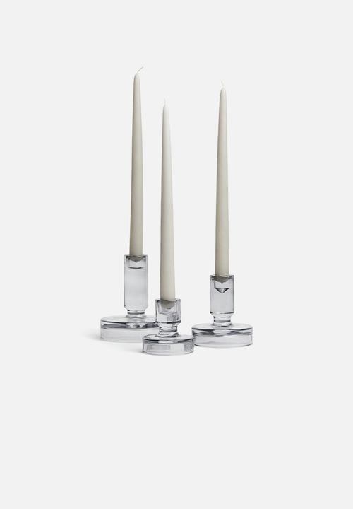H&M - Glass candlestick - grey