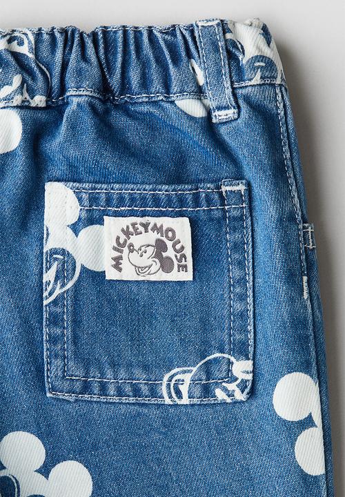 H&M - Printed jeans - denim blue mickey mouse