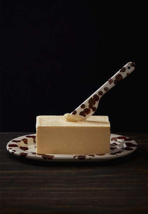 H&M - Stoneware butter dish - brown/speckled 