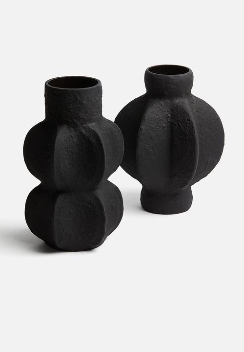 H&M - Textured stoneware vase - black