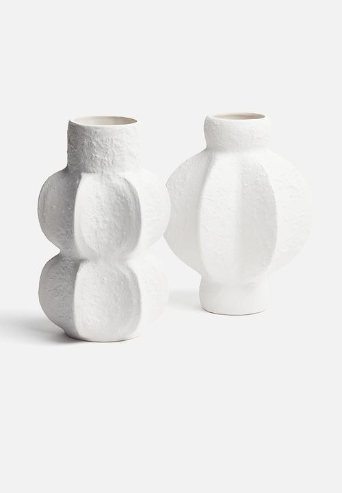 H&M - Textured stoneware vase - white