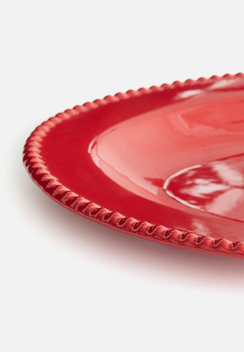 H&M - Stoneware serving plate - red