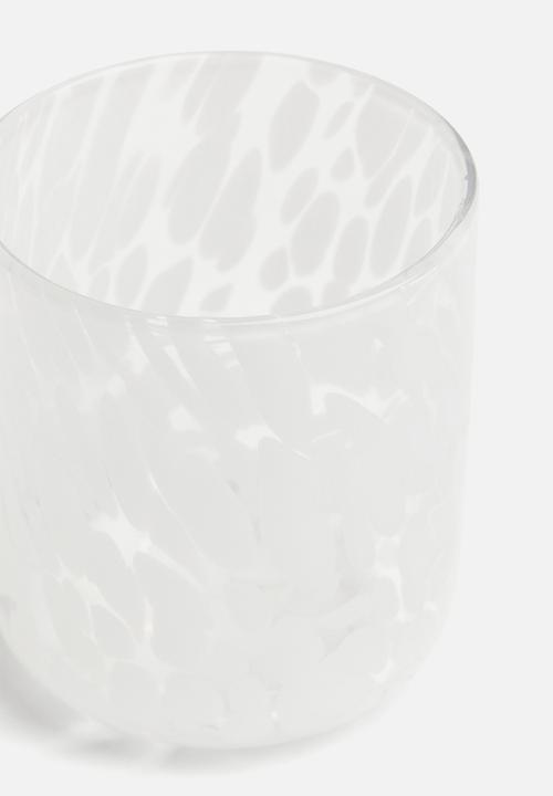 H&M - Patterned tumbler - clear glass & white