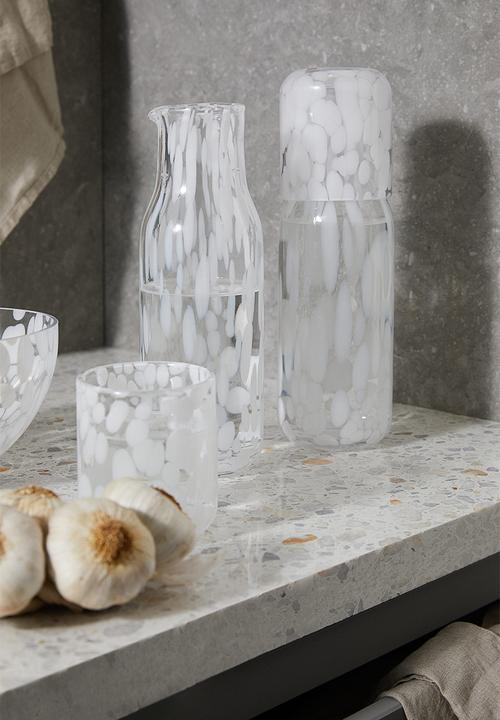 H&M - Patterned tumbler - clear glass & white
