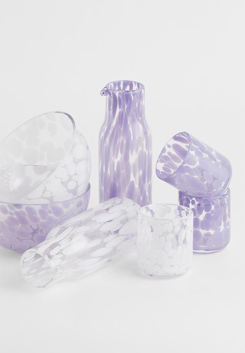 H&M - Patterned tumbler - clear glass & white